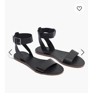 Madewell black boardwalk ankle strap sandal